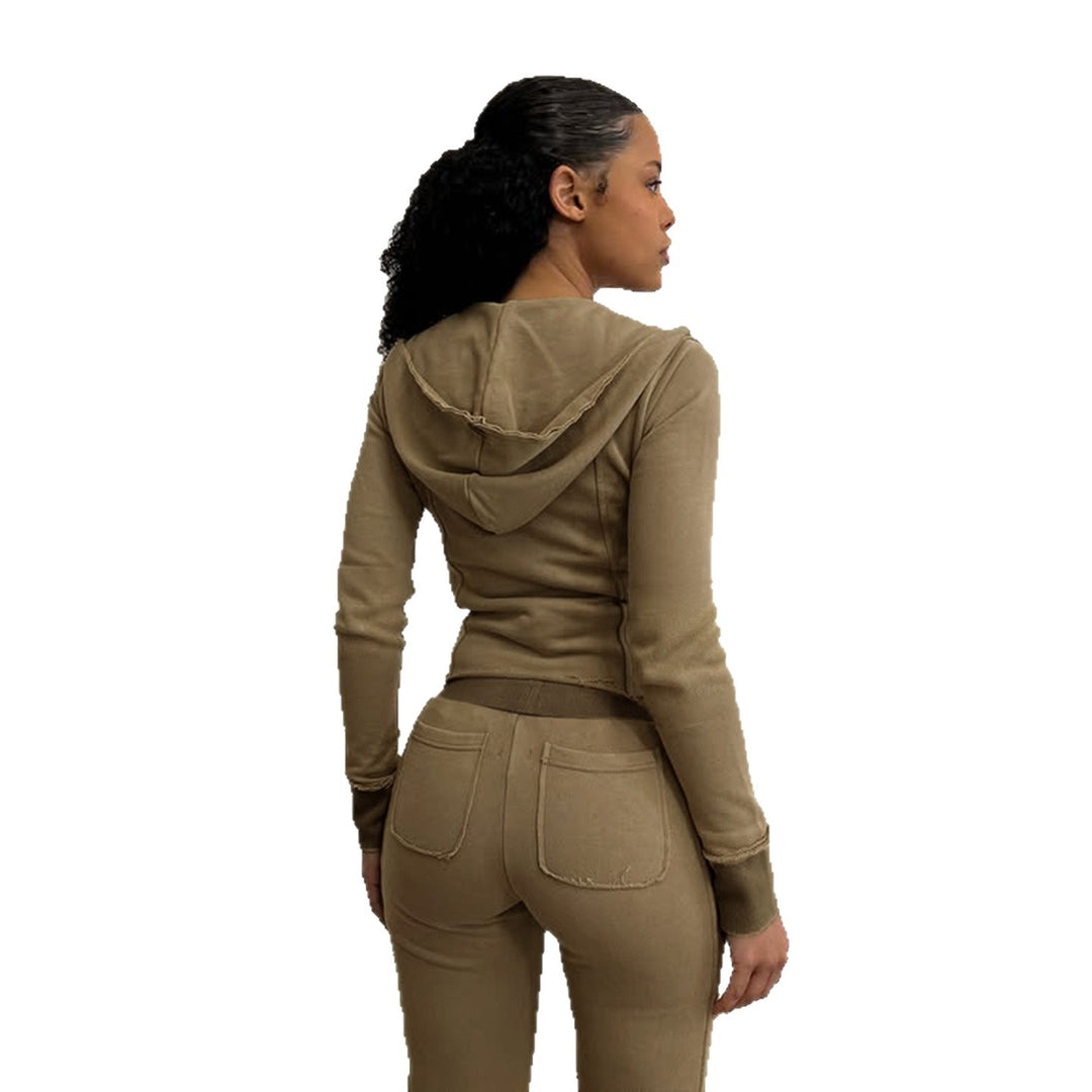 Damen nan Stretch-Flared-Hose mit hoher Taille, aufgesetzten Taschen und seitlichen Einsatzbahnen Echo Archiv