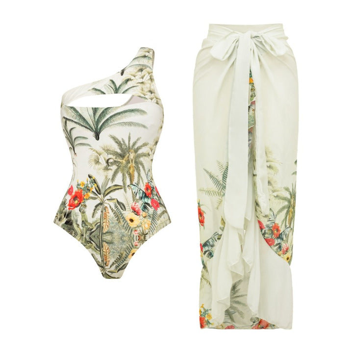Damen Einseitiger Badeanzug mit raffiniertem Cut-Out und floralem Design Echo Archiv