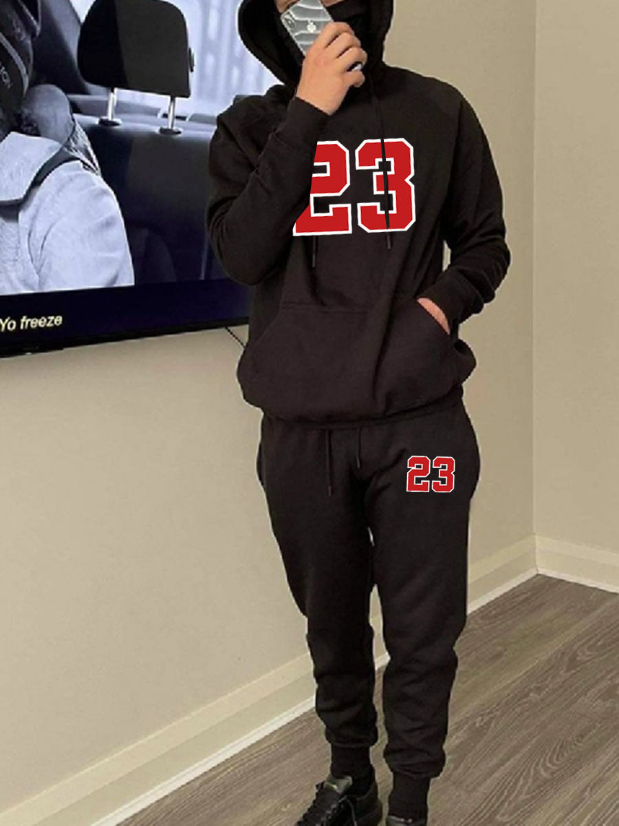 Herren Hoodie- und Jogginghose-Set mit auffälligem Druck und sportlicher Passform Echoarchiv