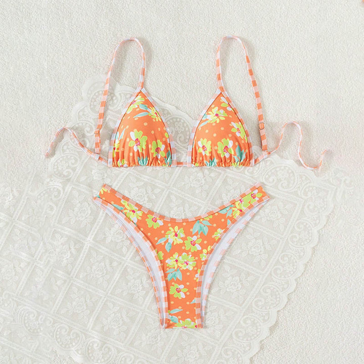 Damen Triangel-Bikini mit floralem Muster und verstellbaren Trägern Echo Archiv