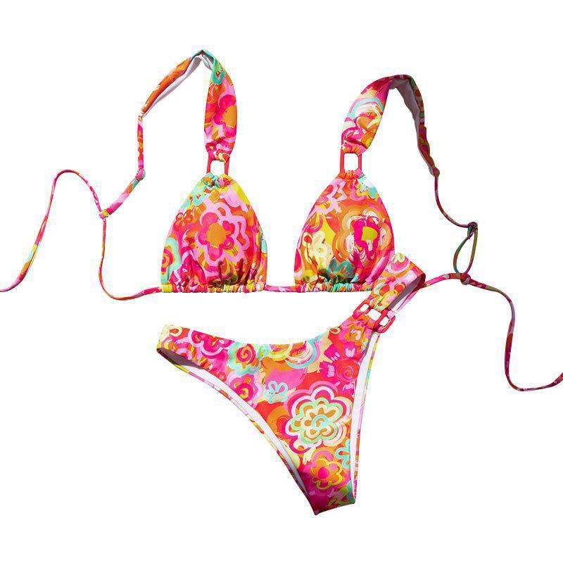 Damen Triangel-Bikini mit verspieltem Blumenmuster und verstellbaren Trägern Echo Archiv
