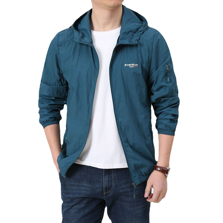 Herren Leichte Windbreaker-Jacke mit verstellbarer Kapuze Echo Archiv 1787797828