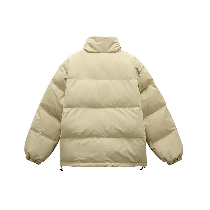 Unisex Oversize Steppjacke mit hohem Stehkragen und Statement-Print Echoarchiv