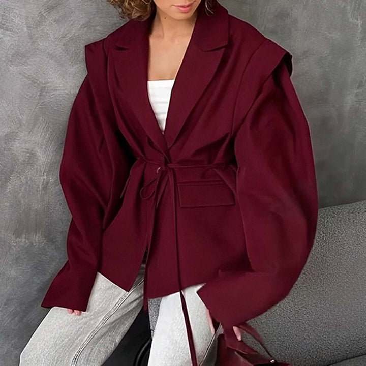 Damen nan taillierter Blazer mit Bindegürtel und Oversize-Ärmeln Echo Archiv