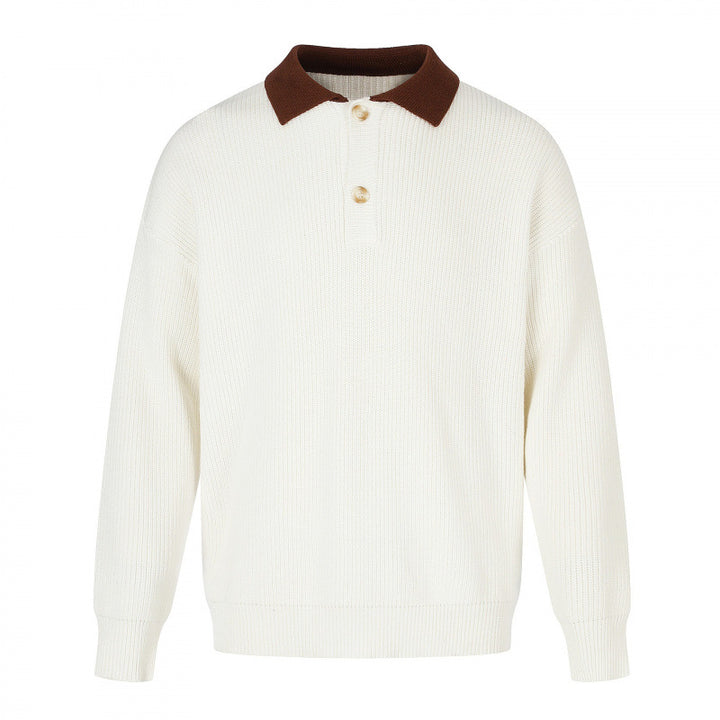 Herren Feinstrick-Polo mit Henley‑Knopfleiste und kontrastierendem Polokragen Echo Archiv