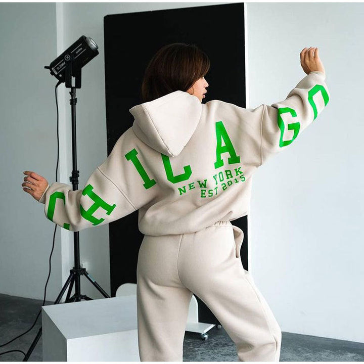 Damen Lässiger Oversize-SwEchoarchivtanzug mit Kapuze und elastischem Bund Echoarchiv