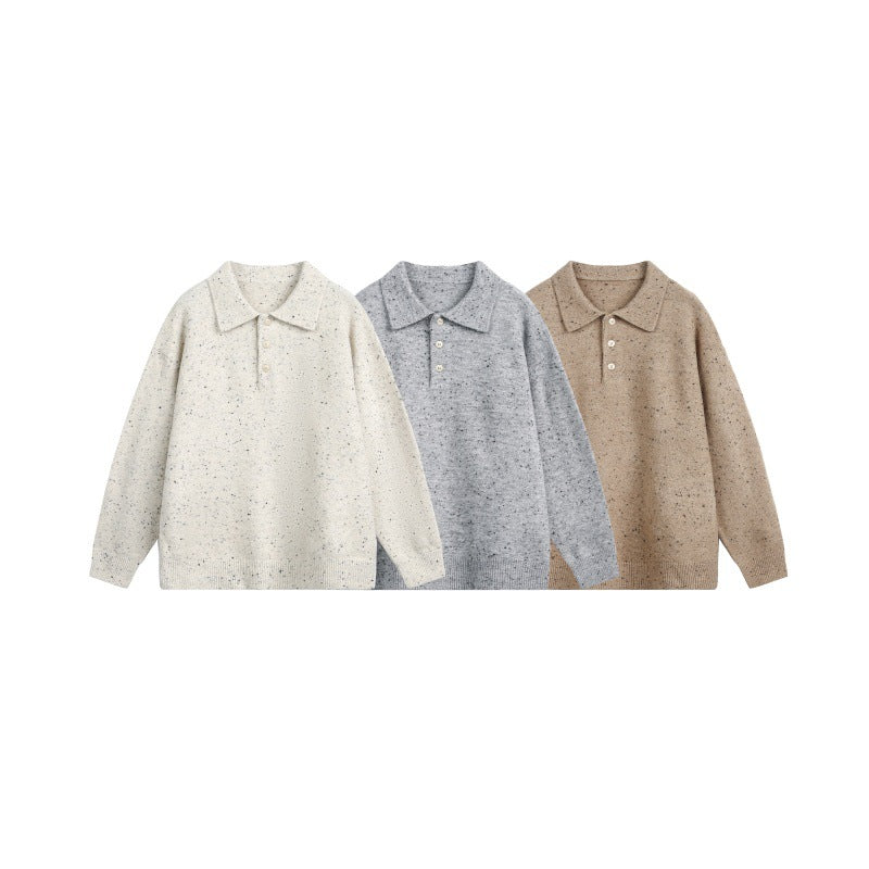 Damen Oversize-Polo-Pullover aus Mélange-Feinstrick mit Polokragen und Knopfleiste Echoarchiv