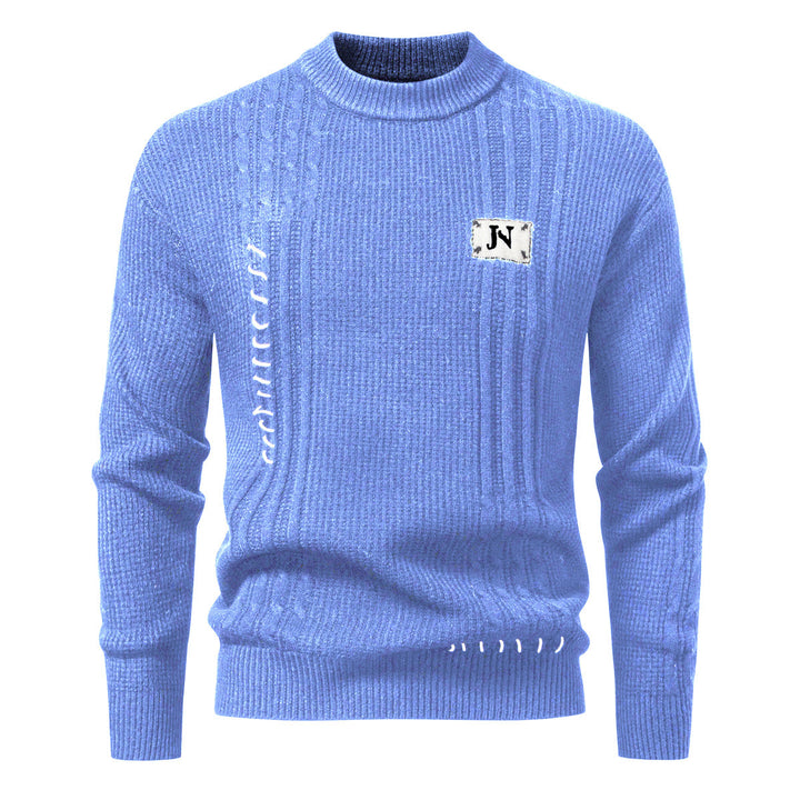 Herren Strukturiertes Rippstrick-Pullover mit Ziernähten und Logo‑Patch Echo Archiv