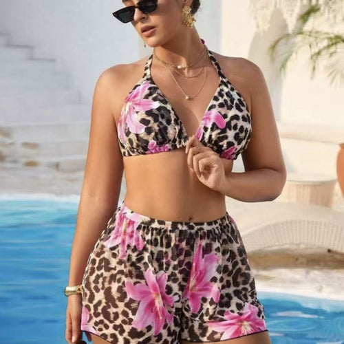 Damen Bikini-Set mit modischem Tiermuster und hoch taillierten Shorts Echo Archiv