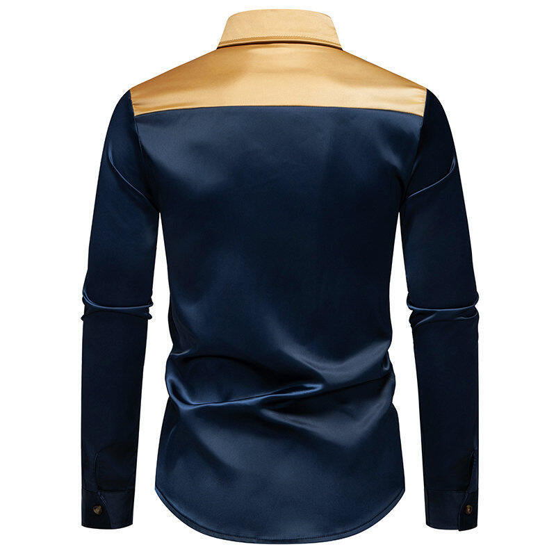 Herren elegante Hemd mit kontrastierendem Kragen und Knopfleiste Echoarchiv