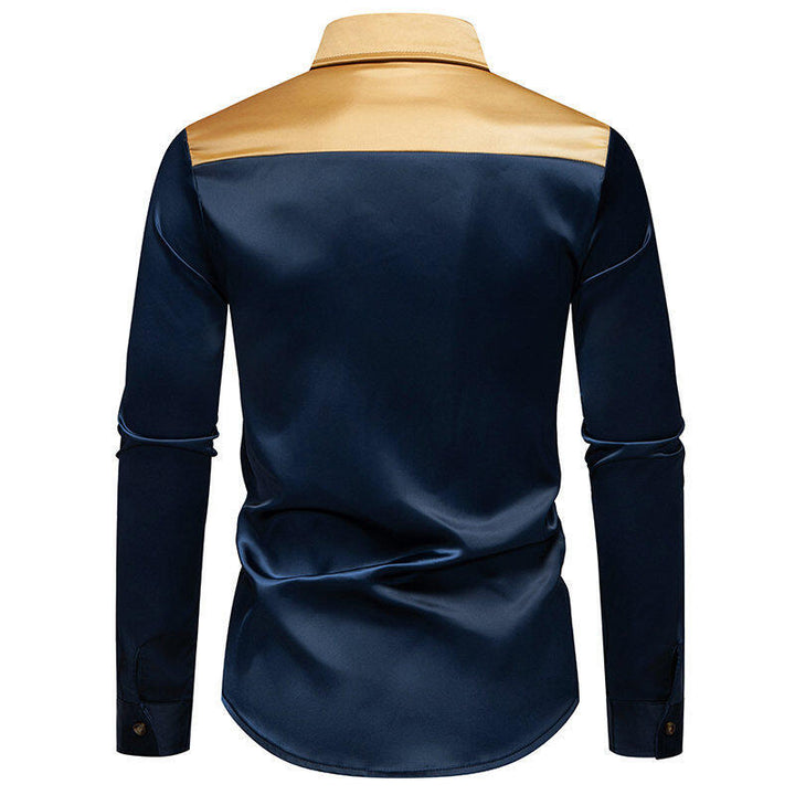 Herren elegante Hemd mit kontrastierendem Kragen und Knopfleiste Echoarchiv