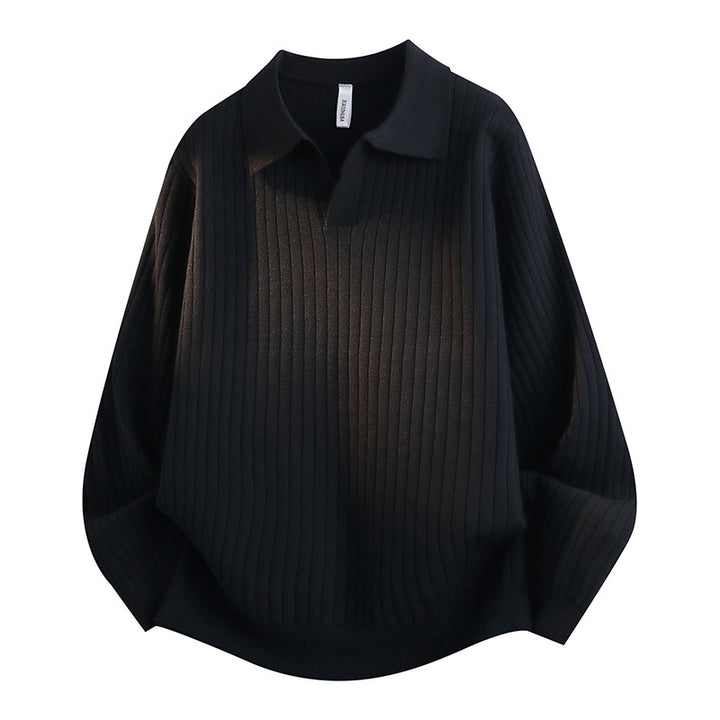 Damen Eleganter Grobstrickpullover mit Kragen – Mavelle