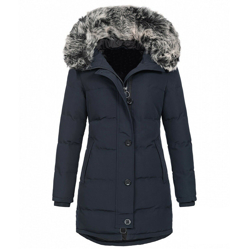 Damen Thermo-Parka mit taillierter Silhouette, Knopfleiste & abnehmbarer Kunstfellkapuze – Montévia