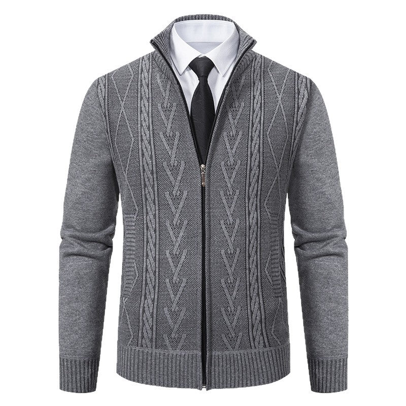 Herren Strickjacke mit Zopfmuster und durchgehendem Reißverschluss Echoarchiv