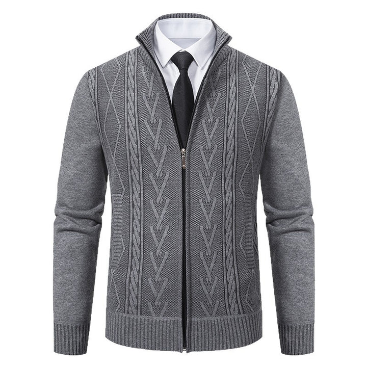 Herren Strickjacke mit Zopfmuster und durchgehendem Reißverschluss Echoarchiv
