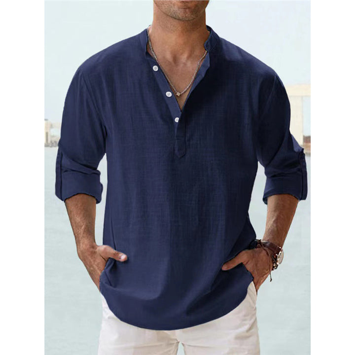 Herren Langarm Henley-Shirt mit lässigem Knopfverschluss und hochwertiger Baumwolle Echoarchiv