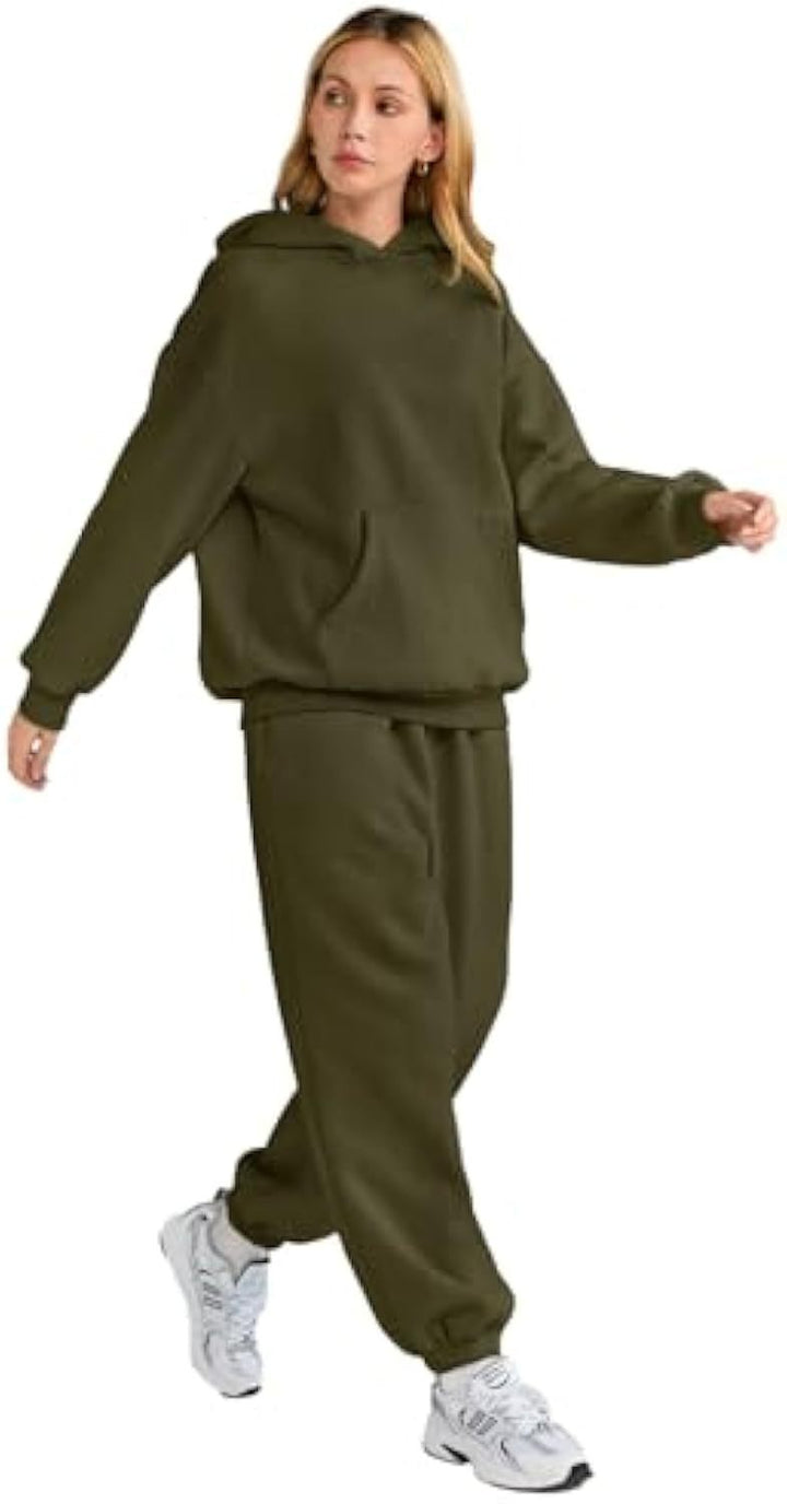 Damen Lässiges Hoodie-Jogging-Set aus French Terry mit Oversize-Kapuzenpullover und hochgeschnittener Jogginghose – Auréline