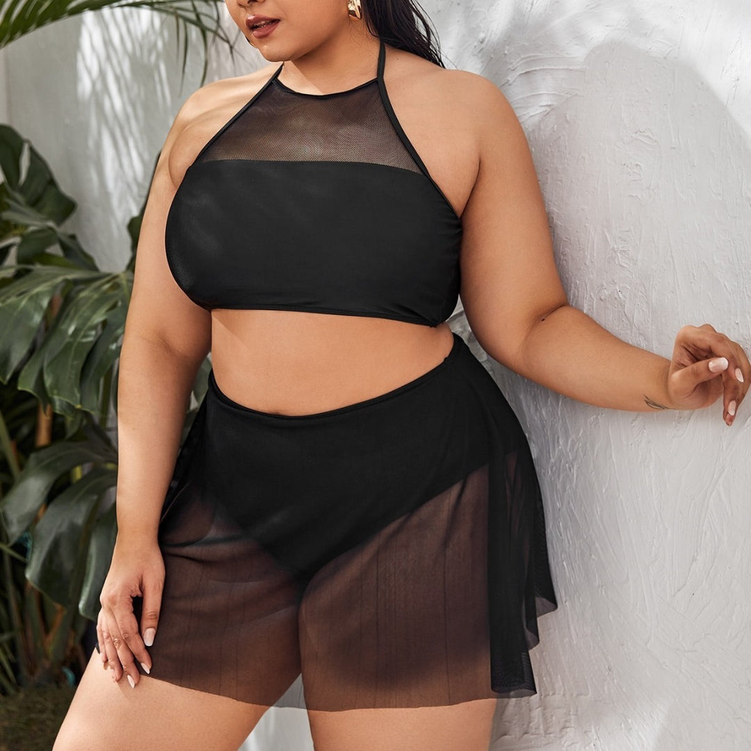 Damen Bikini-Set mit transparentem Rock und modischem Oberteil Echo Archiv