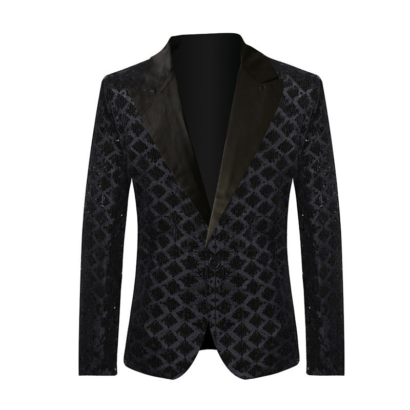 Herren Pailletten Blazer im modernen Design mit elegantem Revers Echoarchiv
