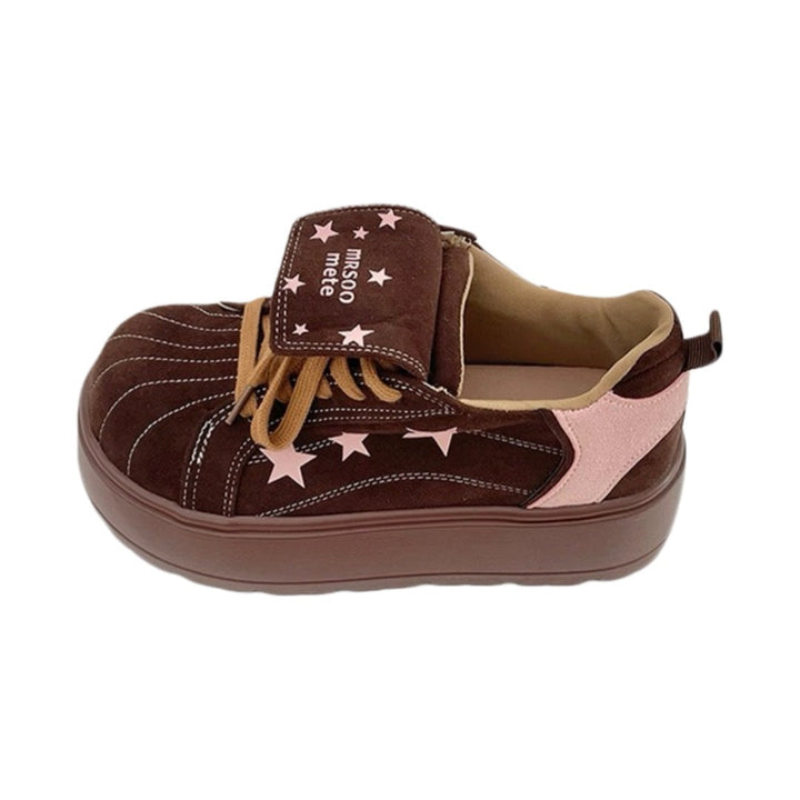Damen Plateau-Sneaker mit verspielten Sternen- und Schleifendetails Echo Archiv
