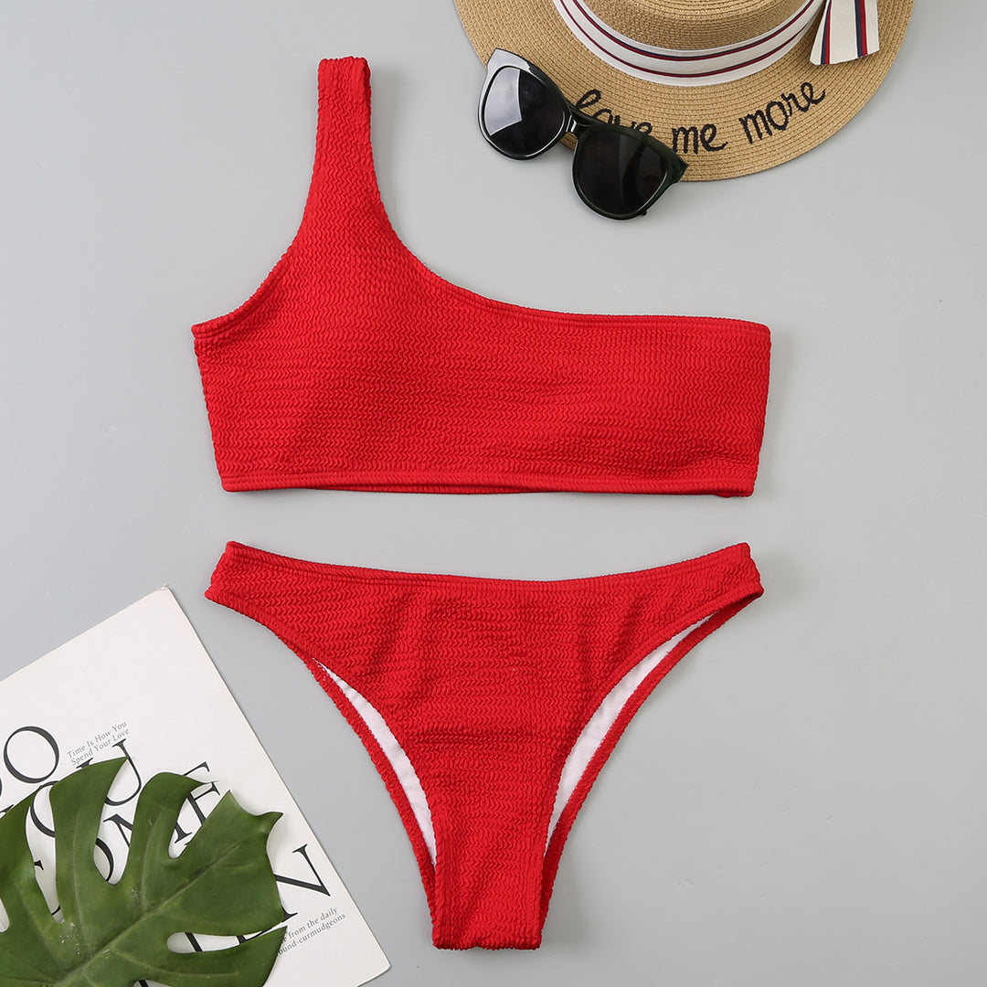 Damen asymmetrisches Bikini-Set mit Struktur Echo Archiv