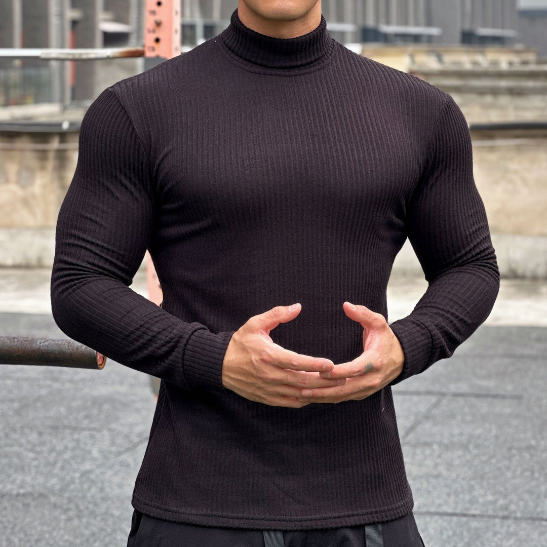 Herren elegantes Langarmshirt mit modischer Rippstruktur Echoarchiv