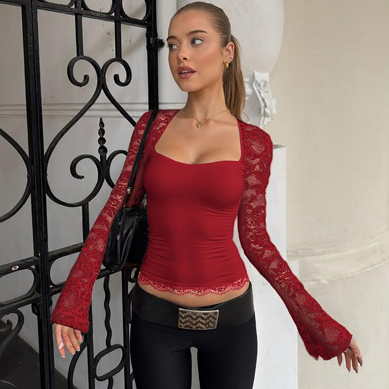 Damen Elegantes Oberteil mit Spitzendetails Echo Archiv
