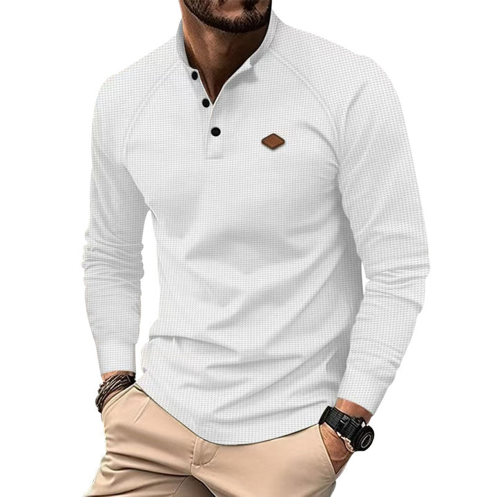 Herren Langarm-Henley-Shirt mit strukturierter Oberfläche und modischen Knopfdetails Echoarchiv