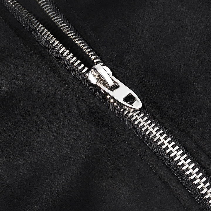 Damen Kurze Bikerjacke im Aviator-Look mit Kunstfellkragen und asymmetrischem Reißverschluss Echoarchiv