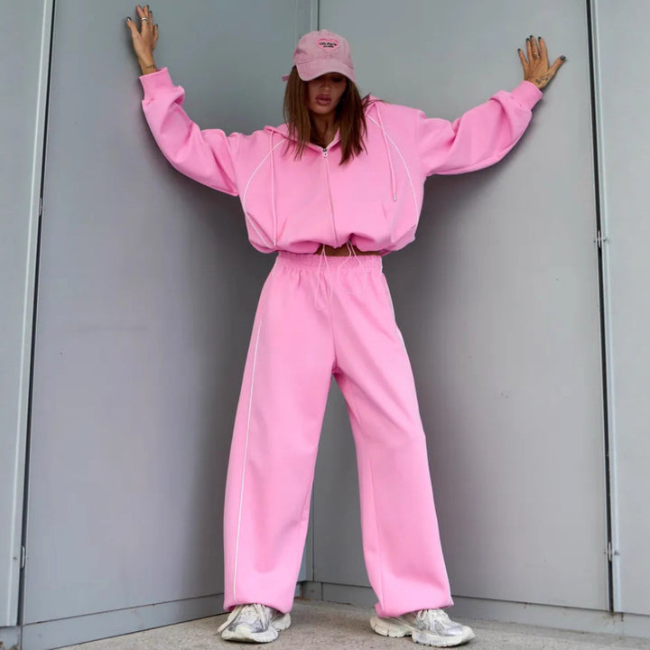 Damen Sportliches Oversized Kapuzenjacken-Set Echo Archiv