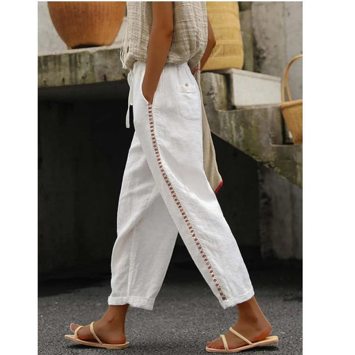 Damen lässige Leinenhose mit seitlichen Schneidern – Avélisse