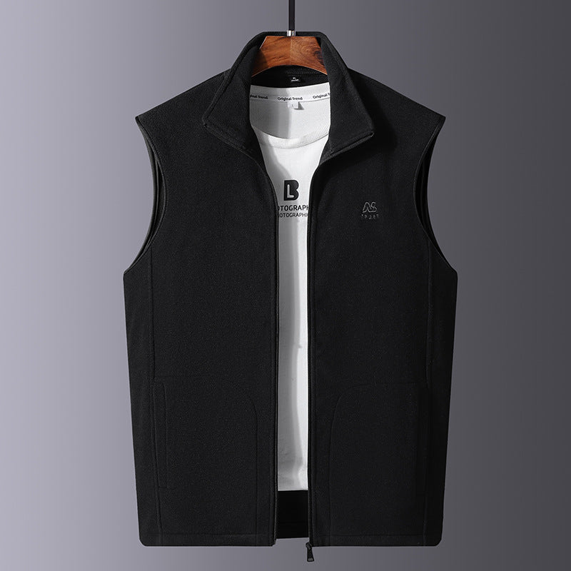 Herren Leichte Microfleece-Outdoorweste mit hochschließendem Stehkragen und verdecktem Reißverschluss Echoarchiv
