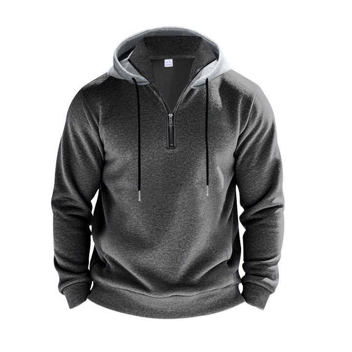 Herren moderner Kapuzenpullover mit halbem Reißverschluss und Kängurutasche Echoarchiv