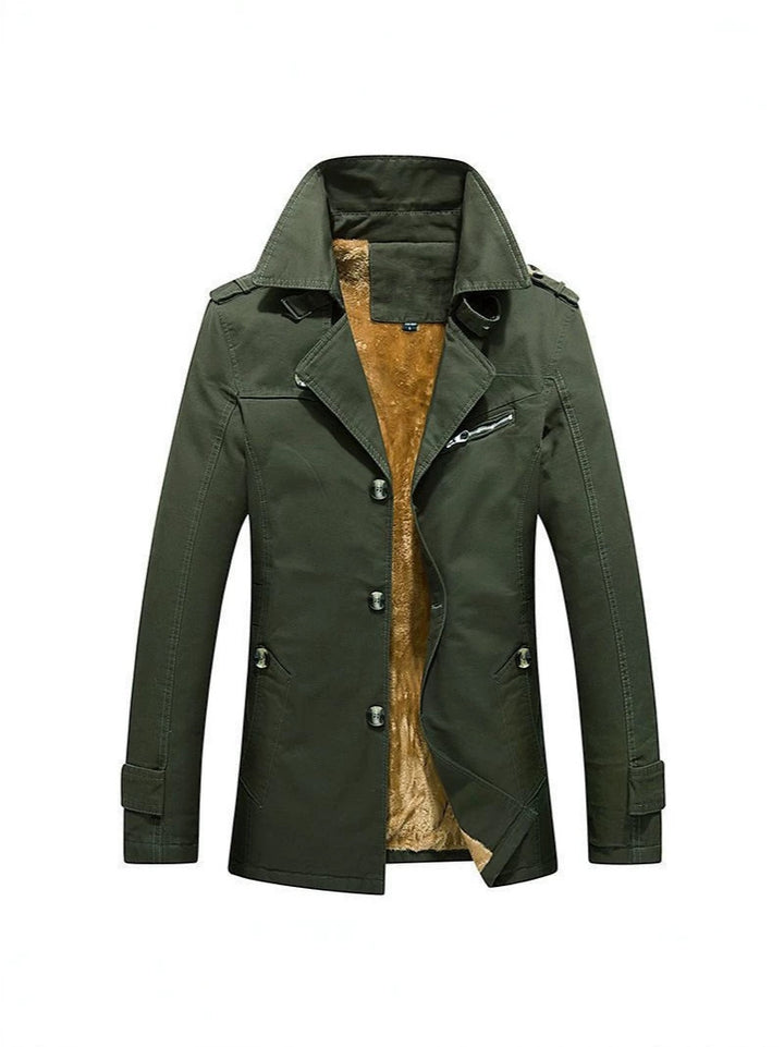 Herren Winterparka Manteljacke mit Teddyfutter, Stehkragen und Reißverschluss-Details Echoarchiv