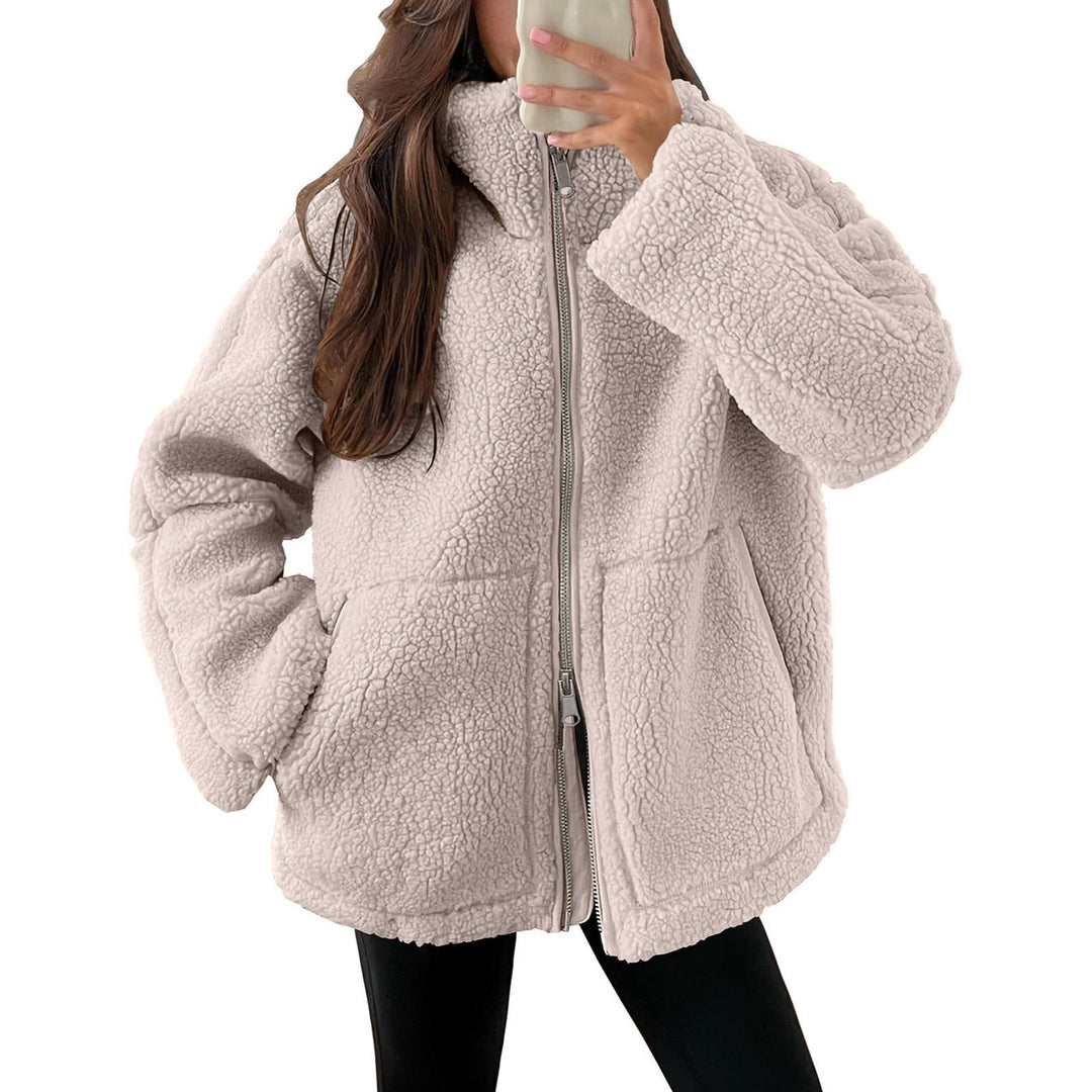 Damen Kuschelige Teddy-Jacke mit Reißverschluss Echoarchiv