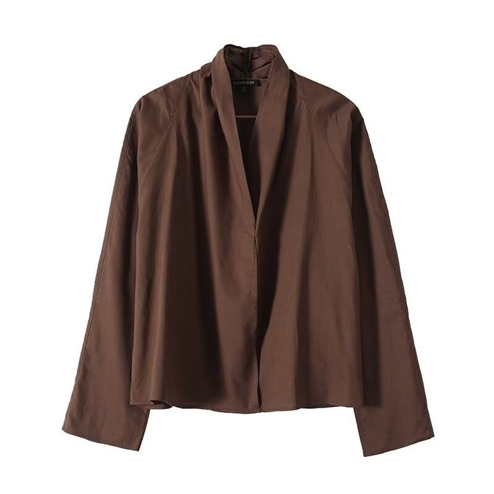 Damen Leichte Viskose‑Bluse mit offenem Schalkragen und kastiger Silhouette Echo Archiv