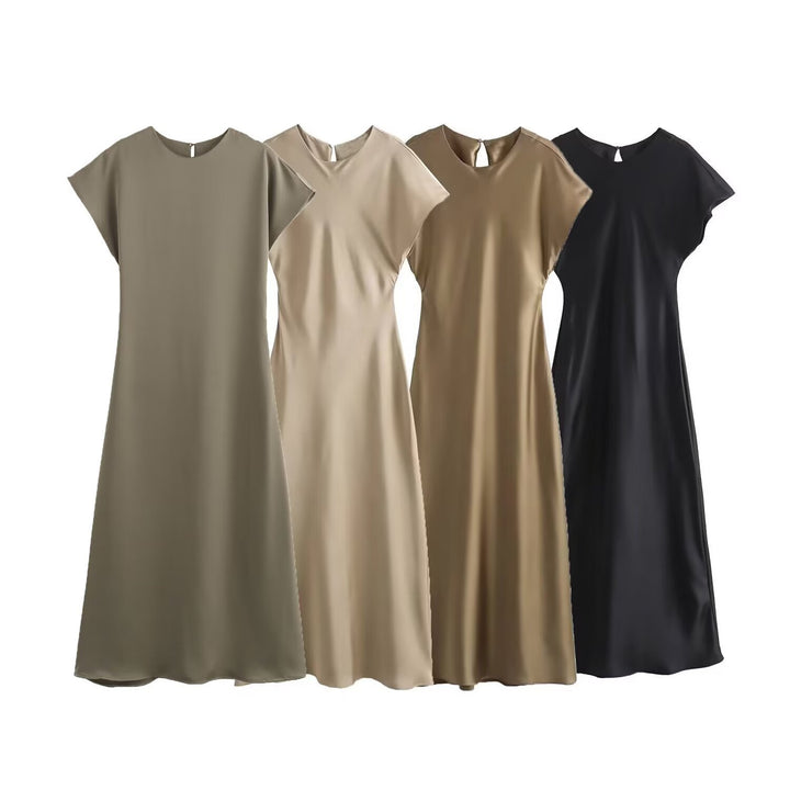 Damen elegantes Maxikleid mit fließendem Schnitt und modernem V-Ausschnitt Echo Archiv