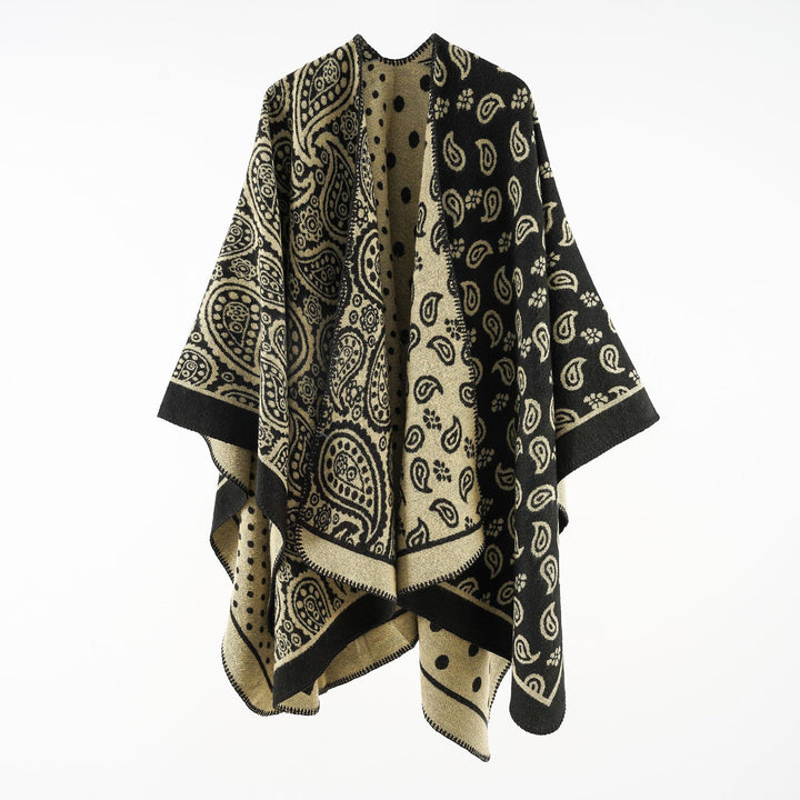 Damen Oversize-Jacquard-Umhang mit Paisley-Patchwork-Optik Echo Archiv