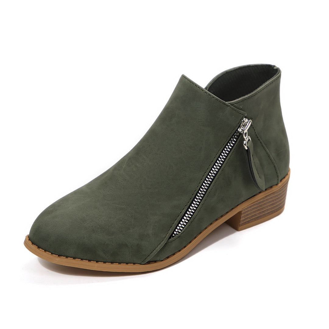 Damen Kurzschaftstiefelette mit seitlichem Reißverschluss und niedrigem Blockabsatz Echoarchiv