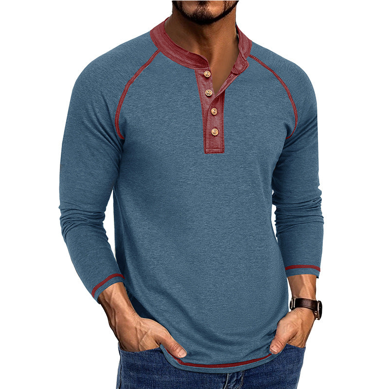 Herren Langarmshirt mit Ringeln und Knopfleiste Echoarchiv