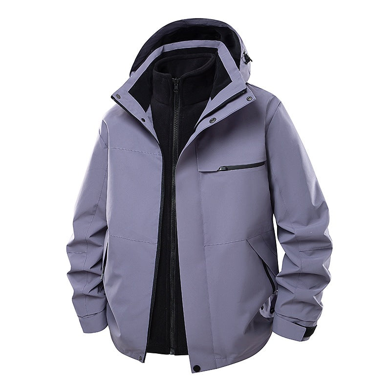 Herren zweilagige Funktions-Übergangsjacke mit abnehmbarer Fleece-Innenjacke, Kapuze & wasserabweisender Hülle Echoarchiv