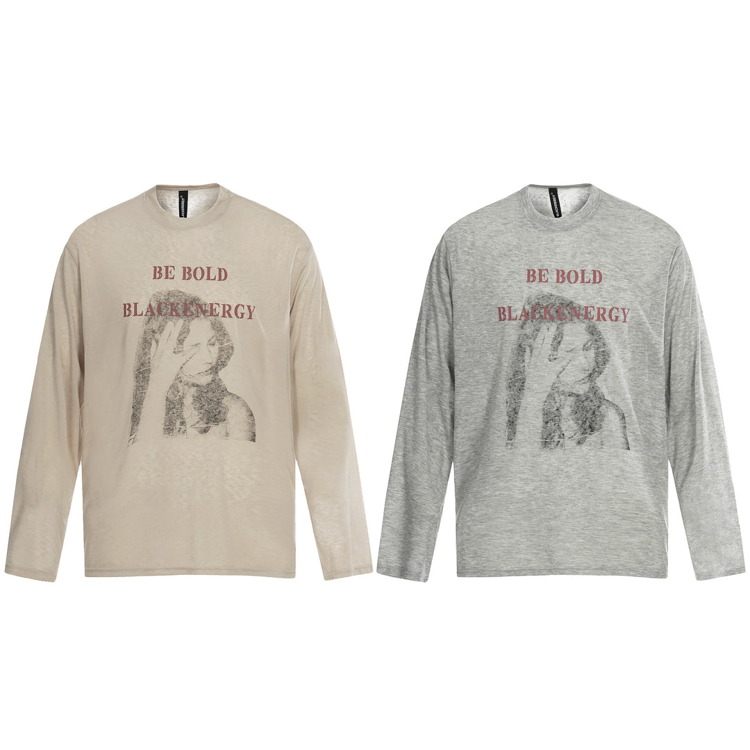 Unisex Langärmeliges Baumwollshirt mit Vintage-Print und relaxed Fit Echoarchiv