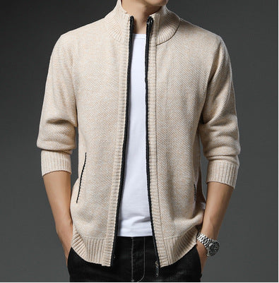 Herren lässige Strickjacke mit hohem Kragen und praktischem Reißverschluss Echoarchiv