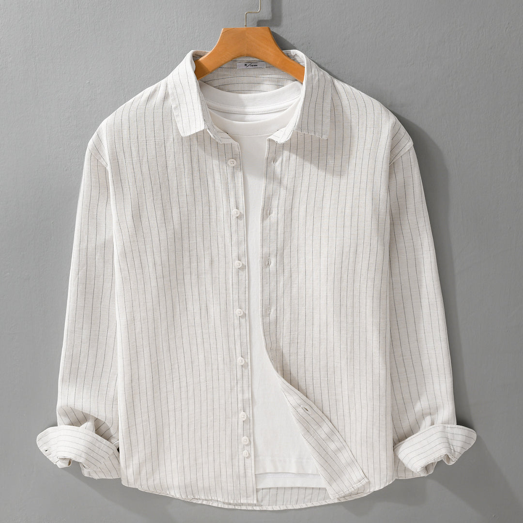 Herren Leichtes Nadelstreifen-Overshirt aus Leinen-Baumwollmix Echoarchiv