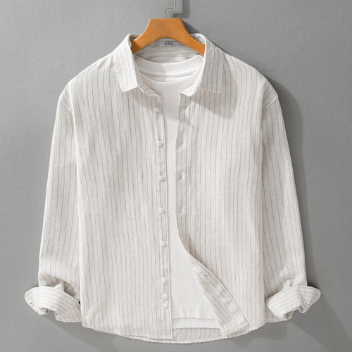 Herren Leichtes Nadelstreifen-Overshirt aus Leinen-Baumwollmix Echoarchiv