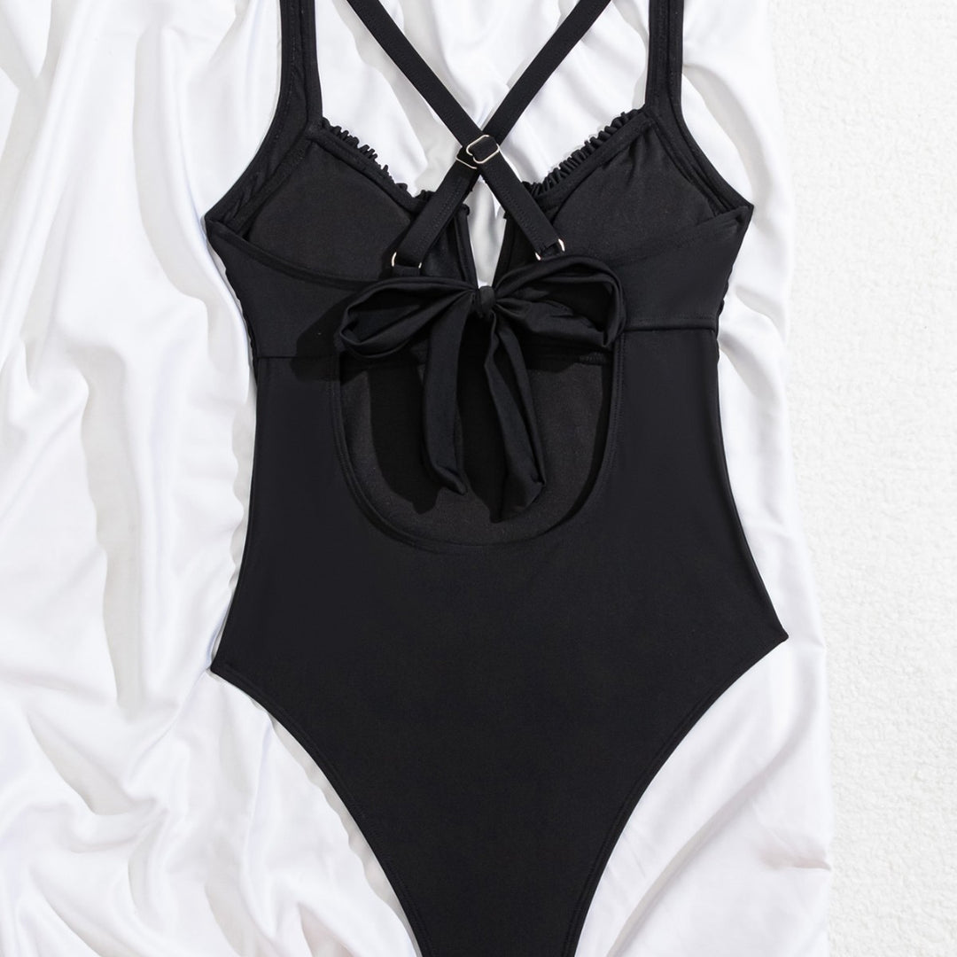 Damen Einteiliger Badeanzug mit neckischem V-Ausschnitt und raffinierten Trägerdetails Echo Archiv