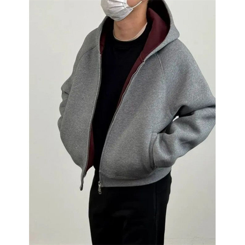 Herren Oversize-Kapuzensweatjacke aus schwerem French-Terry mit Zwei-Wege-Reißverschluss Echo Archiv
