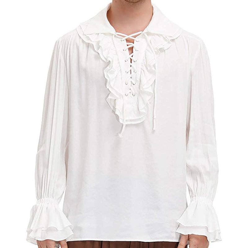 Herren lässiges Kurzarmshirt mit geschnürter V-Kehle, kurzem Stehkragen und weichem Baumwollmix – Marzano