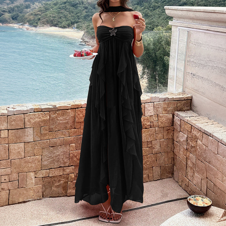 Damen Maxikleid mit schwingendem Rüschendesign und elegantem Bustier Echo Archiv