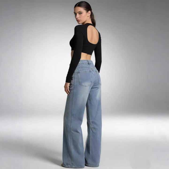 Damen nan schlichtes langarm-Feinstrickshirt mit Rundhalsausschnitt, leicht taillierter Silhouette und elastischem Tragekomfort Echo Archiv